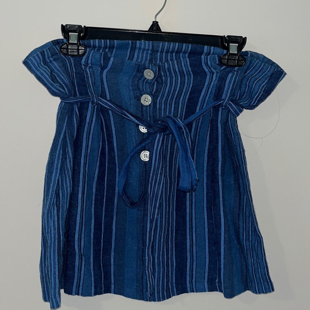 Blue Cotton Mini Skirt